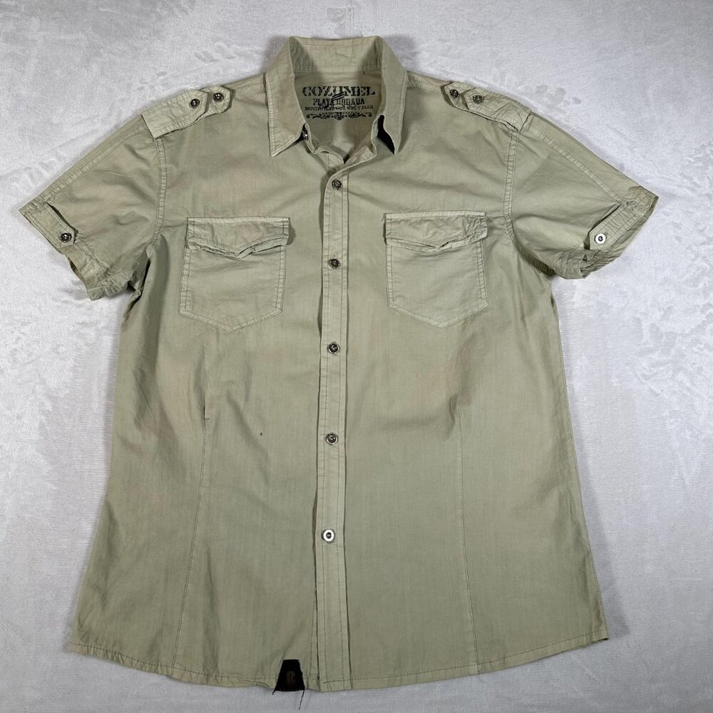 Beyond Shirt Men Size XL Short Sleeve Double Pockets 100% Cotton